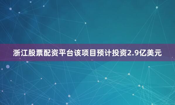 浙江股票配资平台该项目预计投资2.9亿美元